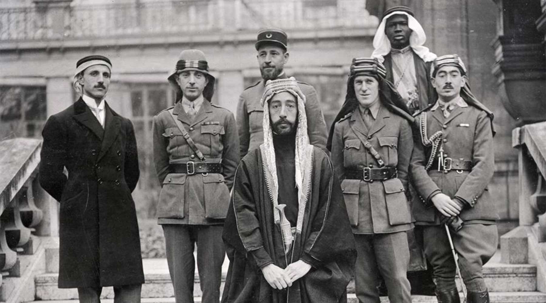 Emir Faisal's delegation at Versailles, during the Paris Peace Conference of 1919.