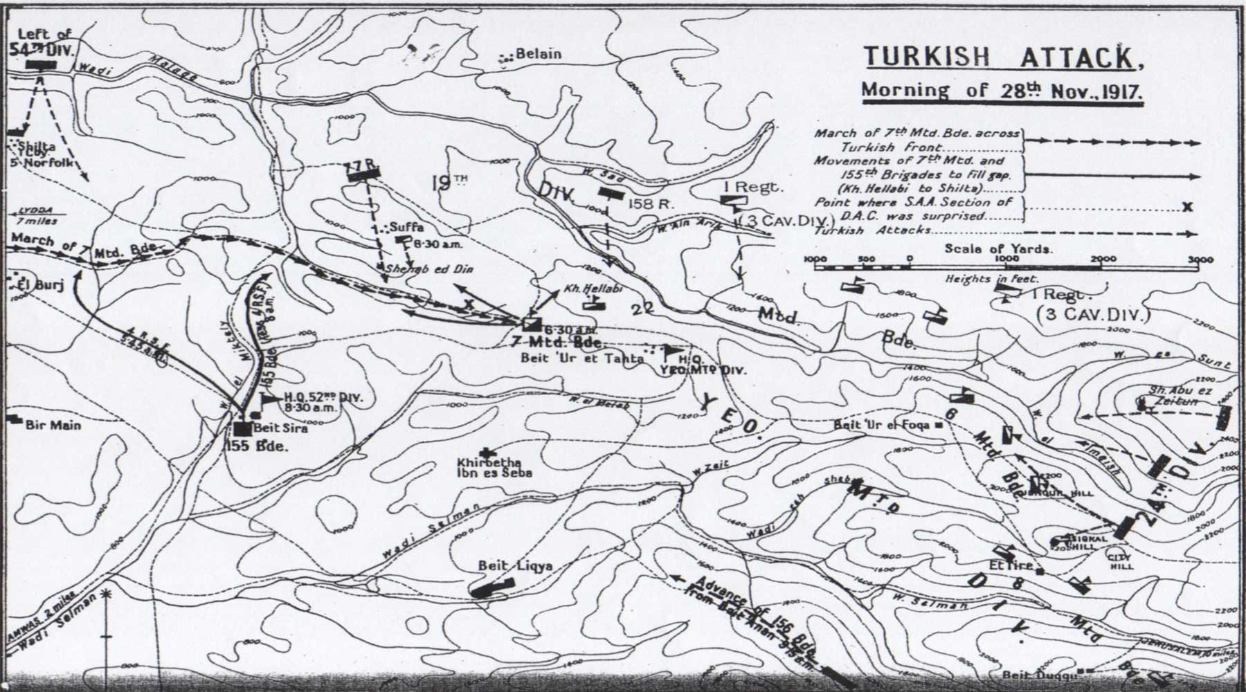 Ottoman counterattack on morning of 28 November 1917